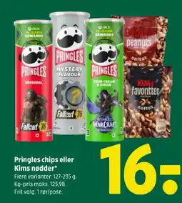 Coop 365 Pringles chips eller Kims nødder tilbud
