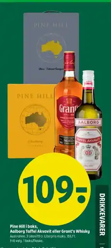 Coop 365 Pine Hill i boks, Aalborg Taffel Akvavit eller Grant's Whisky tilbud