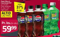 Fleggaard Pepsi Max / Faxe Kondi PET (24 x 0,33 l) tilbud