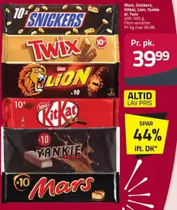 Fleggaard Mars / Snickers / Twix / Lion / KitKat / Yankie (pr. pk.) tilbud