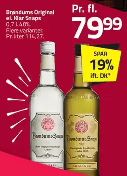Fleggaard Brøndums Original / Klar Snaps tilbud