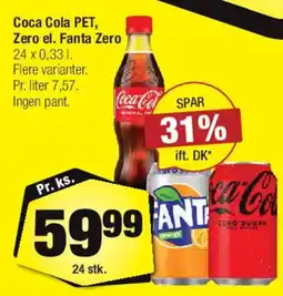 Calle Coca Cola PET / Fanta Zero (24 x 0,33 l) tilbud