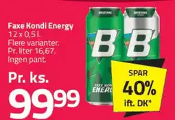 Fleggaard Faxe Kondi Energy (12 x 0,5 L) tilbud