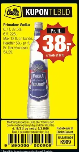 Calle Primakov Vodka (0,7 l) tilbud