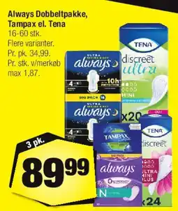 Calle Always Dobbelpakke / Tampax / TENA tilbud