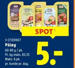 Lidl 3-STJERNET Pålæg tilbud