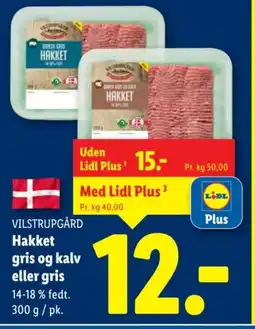 Lidl VILSTRUPGÅRD Hakket gris og kalv eller gris tilbud