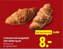 Lidl Croissant med nougatfyld eller skinke og ost tilbud