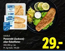 Lidl HAVBLÅ Panerede alaskasej- eller fiskefileter tilbud