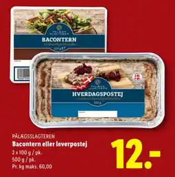 Lidl PÅLÆGSSLAGTEREN Bacontern eller leverpostej tilbud