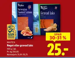 Lidl NAUTICA Røget eller gravad laks tilbud