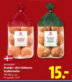 Lidl MADVÆRKET Krydder- eller fuldkorns- krydderboller tilbud
