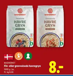 Lidl MADVÆRKET Fin- eller grovvalsede havregryn tilbud