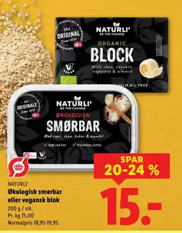 Lidl NATURLI Økologisk smørbar eller vegansk blok tilbud
