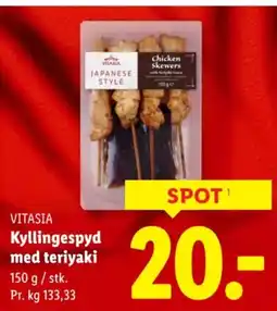 Lidl VITASIA Kyllingespyd med teriyaki tilbud