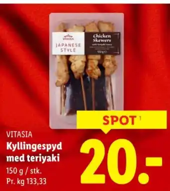 Lidl VITASIA Kyllingespyd med teriyaki tilbud