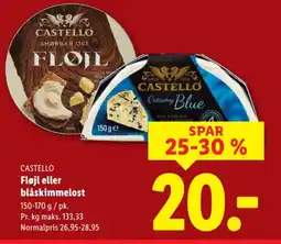 Lidl CASTELLO Fløjl eller blåskimmelost tilbud
