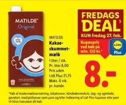 Lidl MATILDE Kakao- skummet- mælk tilbud