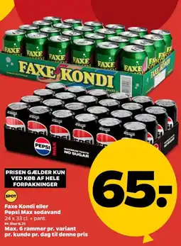 Netto Faxe Kondi eller Pepsi Max sodavand tilbud