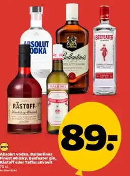 Netto Absolut vodka, Ballantines Finest whisky, Beefeater gin, Råstoff eller Taffel akvavit tilbud