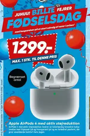 Apple AirPods 4 med aktiv støjreduktion