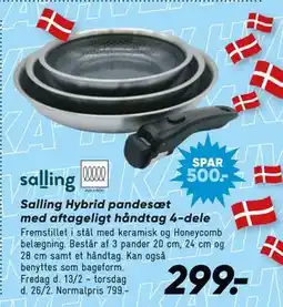 Bilka Salling Hybrid pandesæt med aftageligt håndtag 4-dele tilbud