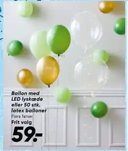 Bilka Ballon med LED lyskæde eller 50 stk. latex balloner tilbud