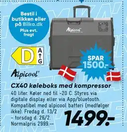 Bilka CX40 køleboks med kompressor tilbud