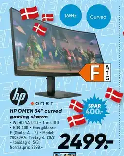 Bilka HP OMEN 34” curved gaming skærm tilbud