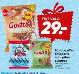 Bilka Malaco eller Skipper’s mini piber slikpose tilbud