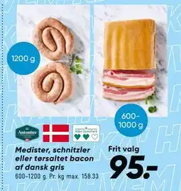 Bilka Medister, schnitzler eller tørsaltet bacon af dansk gris tilbud