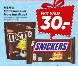 Bilka M&M’s, Maltesers eller Mars bar 5-pak tilbud