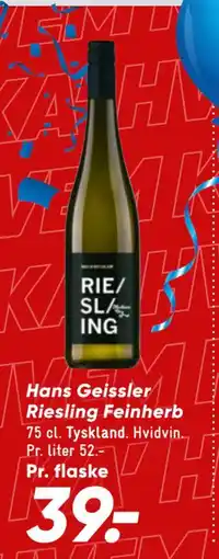 Bilka Hans Geissler Riesling Feinherb tilbud