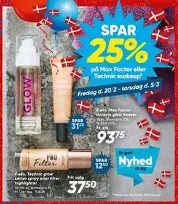 Bilka Spar 25% på Max Factor eller Technic makeup tilbud
