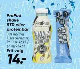 Bilka ProPud shake RTD eller proteinbar tilbud