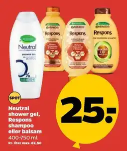 Netto Neutral shower gel, Respons shampoo eller balsam tilbud