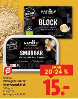 Lidl Økologisk smørbar eller vegansk blok tilbud