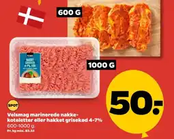 Netto Velsmag marinerede nakke- koteletter eller hakket grisekød 4-7% tilbud