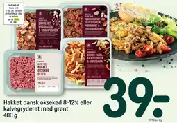 REMA 1000 Hakket dansk oksekød 8-12% eller kalvegryderet med grønt tilbud