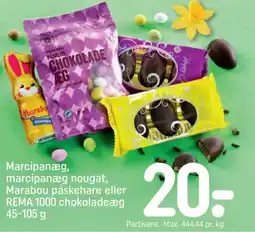 REMA 1000 Marcipanæg, marcipanæg nougat, Marabou påskehare eller REMA 1000 chokoladeæg tilbud