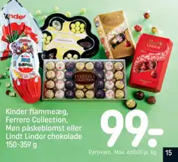 REMA 1000 Kinder flammeæg, Ferrero Collection, Møn påskeblomst eller Lindt Lindor chokolade tilbud