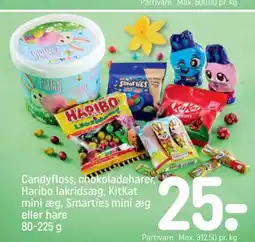 REMA 1000 Candyfloss, chokoladeharer, Haribo lakridsæg, KitKat mini æg, Smarties mini æg eller hare tilbud