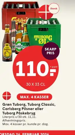SPAR Grøn Tuborg, Tuborg Classic, Carlsberg Pilsner eller Tuborg Påskebryg tilbud