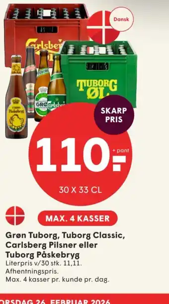 Grøn Tuborg, Tuborg Classic, Carlsberg Pilsner eller Tuborg Påskebryg