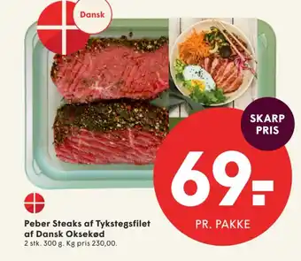 Peber Steaks af Tykstegsfilet af Dansk Oksekød