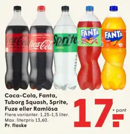 SPAR Coca-Cola, Fanta, Tuborg Squash, Sprite, Fuze eller Ramlösa tilbud