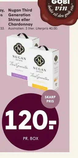 SPAR Nugan Third Generation Shiraz eller Chardonnay tilbud