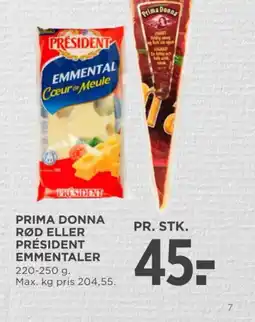 MENY Prima donna rød eller président emmentaler tilbud