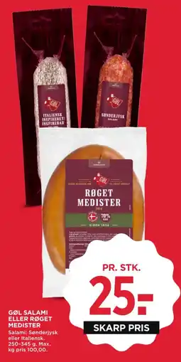 MENY Gøl salami eller røget medister tilbud