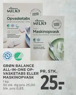 MENY Grøn balance all-in-one op- vasketabs eller maskinopvask tilbud